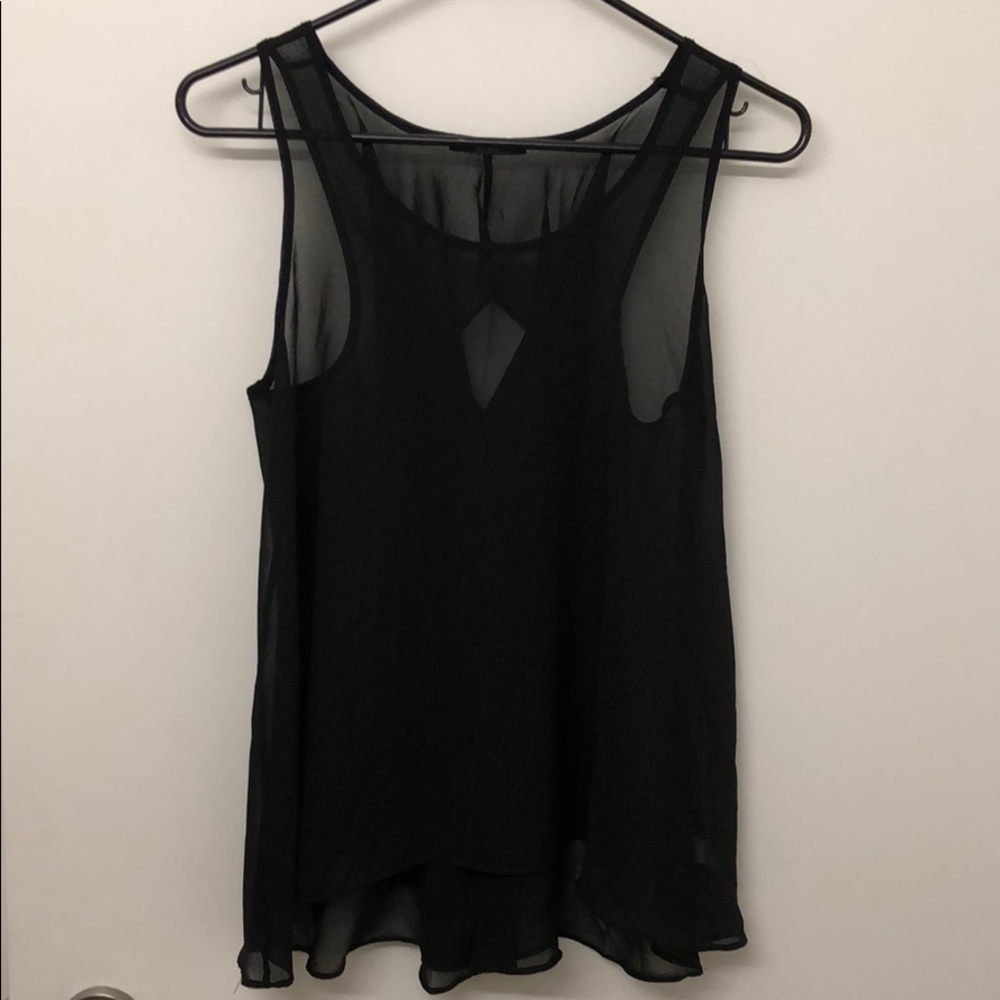 Black Soprano sheer tank top - with back frill